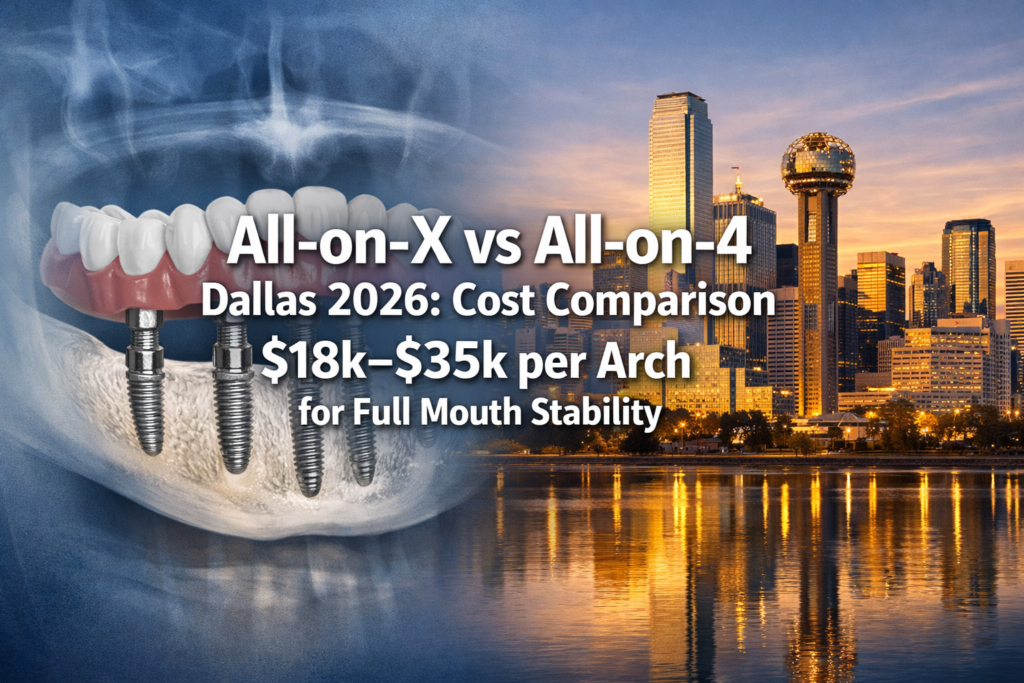 All-on-X vs All-on-4 Dallas 2026: Cost Comparison $18k-$35k per Arch for Full Mouth Stability