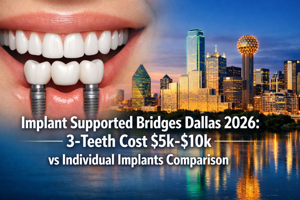 Implant Supported Bridges Dallas 2026: 3-Teeth Cost $5k-$10k vs Individual Implants Comparison