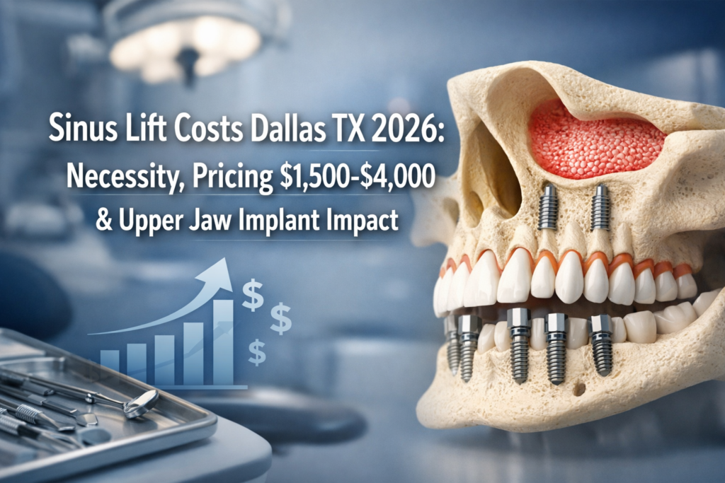 Sinus Lift Costs Dallas TX 2026: Necessity, Pricing $1,500-$4,000 & Upper Jaw Implant Impact