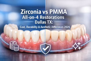Zirconia vs PMMA All-on-4 Restorations Dallas TX: Cost, Durability & Aesthetic Differences 2026