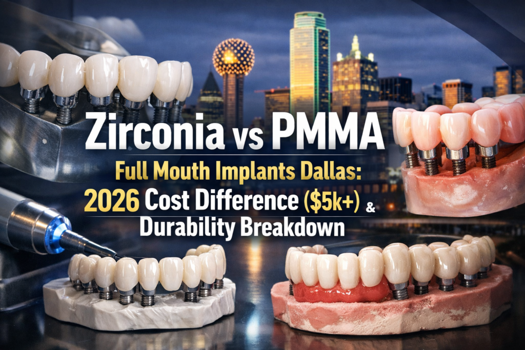 Zirconia vs PMMA Full Mouth Implants Dallas: 2026 Cost Difference ($5k+) & Durability Breakdown