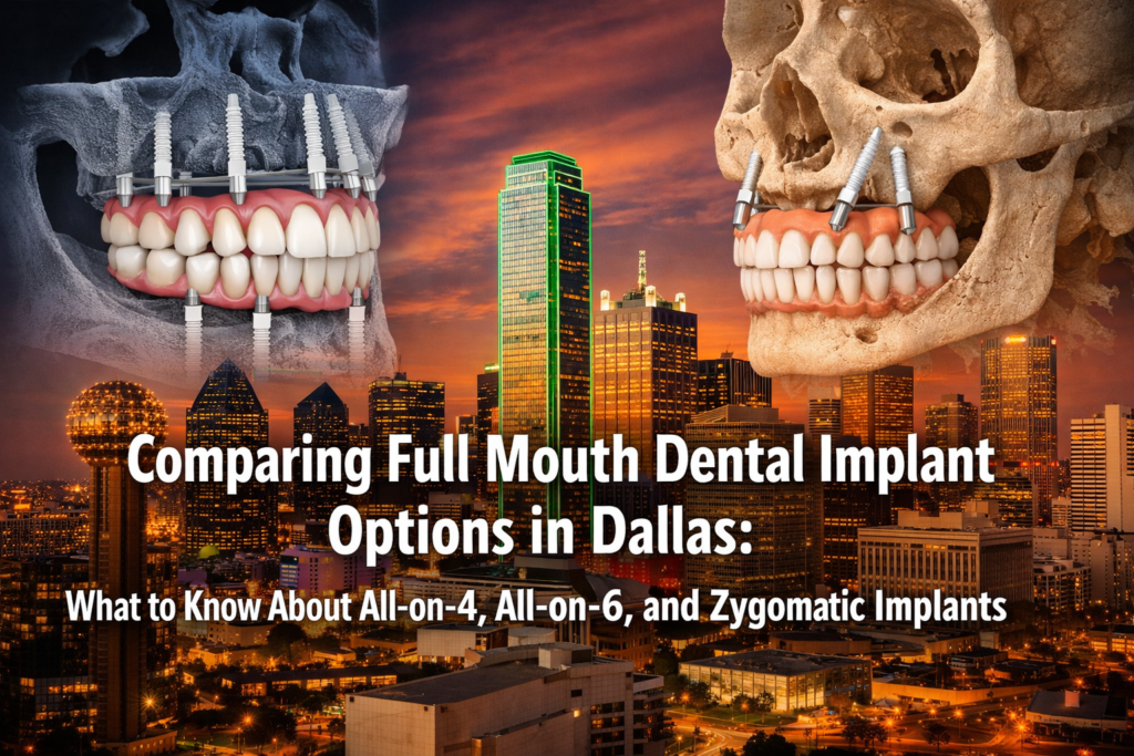 Comparing Full Mouth Dental Implant Options in Dallas: What to Know About All-on-4, All-on-6, and Zygomatic Implants