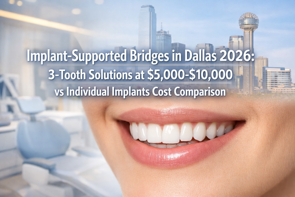 Implant-Supported Bridges in Dallas 2026: 3-Tooth Solutions at $5,000-$10,000 vs Individual Implants Cost Comparison