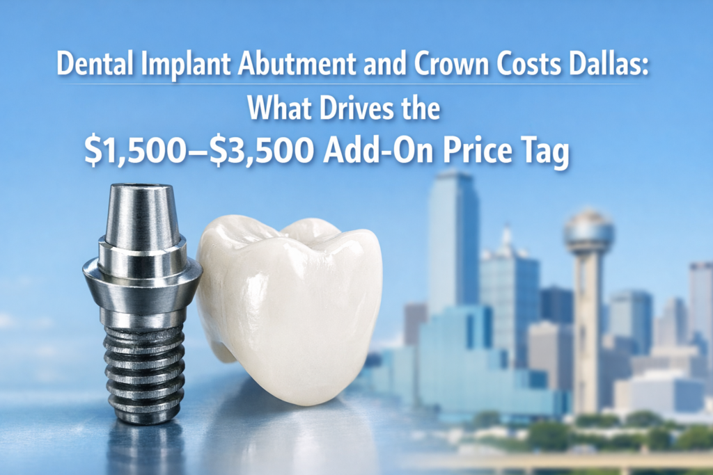 Dental Implant Abutment and Crown Costs Dallas: What Drives the $1,500-$3,500 Add-On Price Tag