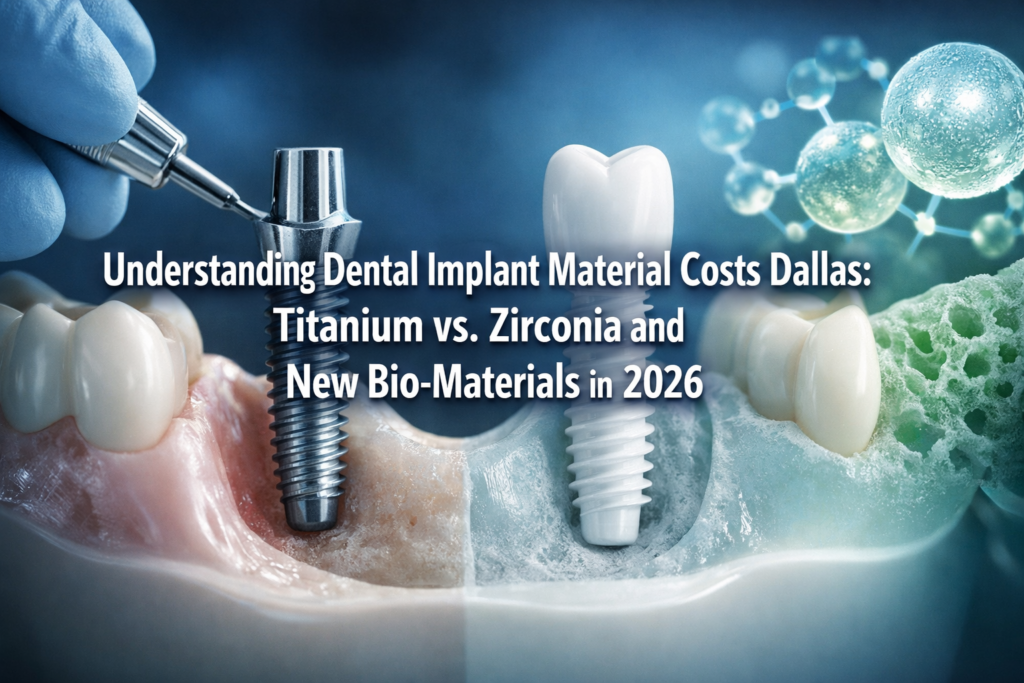 Understanding Dental Implant Material Costs Dallas: Titanium vs. Zirconia and New Bio-Materials in 2026
