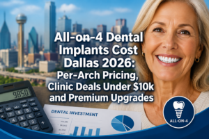 All-on-4 Dental Implants Cost Dallas 2026: Per-Arch Pricing, Clinic Deals Under $10k and Premium Upgrades
