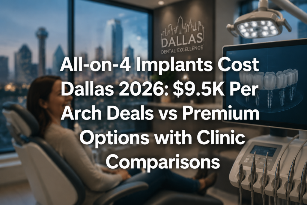 All-on-4 Implants Cost Dallas 2026: $9.5K Per Arch Deals vs Premium Options with Clinic Comparisons