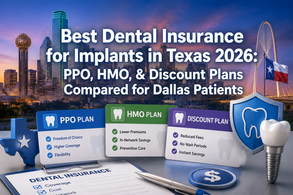 Best Dental Insurance for Implants in Texas 2026: PPO, HMO, and Discount Plans Compared for Dallas Patients