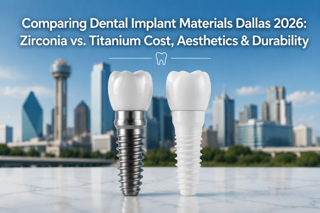Comparing Dental Implant Materials Dallas 2026: Zirconia vs. Titanium Cost, Aesthetics & Durability