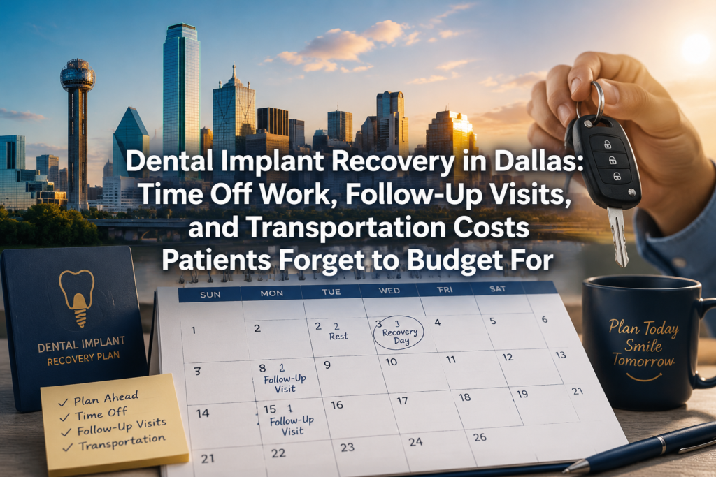 Dental Implant Recovery in Dallas: Time Off Work, Follow-Up Visits, and Transportation Costs Patients Forget to Budget For