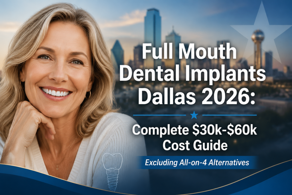 Full Mouth Dental Implants Dallas 2026: Complete $30k-$60k Cost Guide Excluding All-on-4 Alternatives