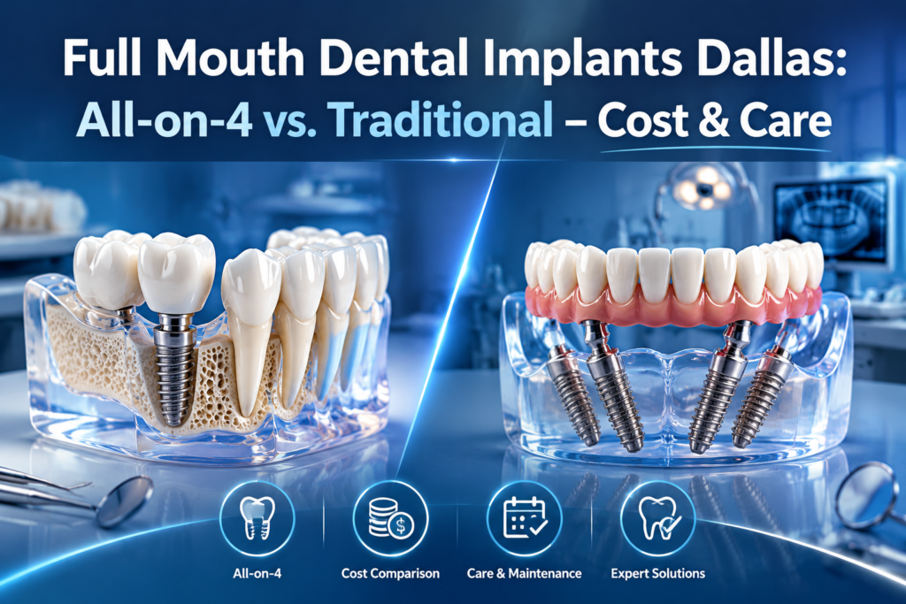 Full Mouth Dental Implants in Dallas vs All-on-4: Cost, Maintenance, and Which Option Fits Your Budget