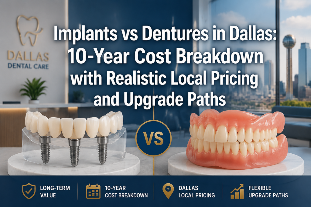 Implants vs Dentures in Dallas: 10-Year Cost Breakdown with Realistic Local Pricing and Upgrade Paths