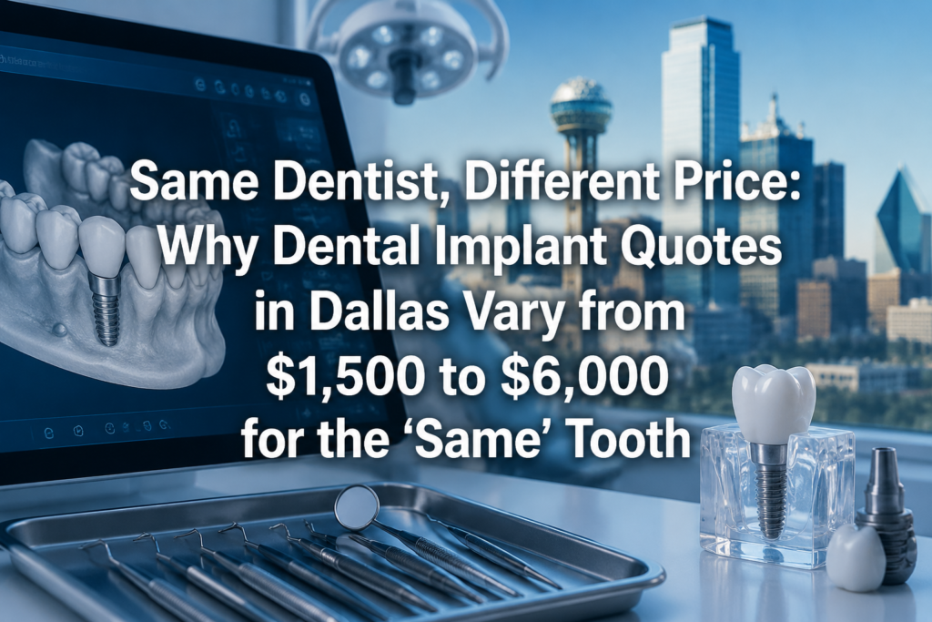 Same Dentist, Different Price: Why Dental Implant Quotes in Dallas Vary from $1,500 to $6,000 for the ‘Same’ Tooth