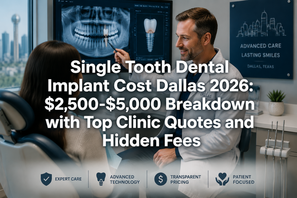 Single Tooth Dental Implant Cost Dallas 2026: $2,500-$5,000 Breakdown with Top Clinic Quotes and Hidden Fees