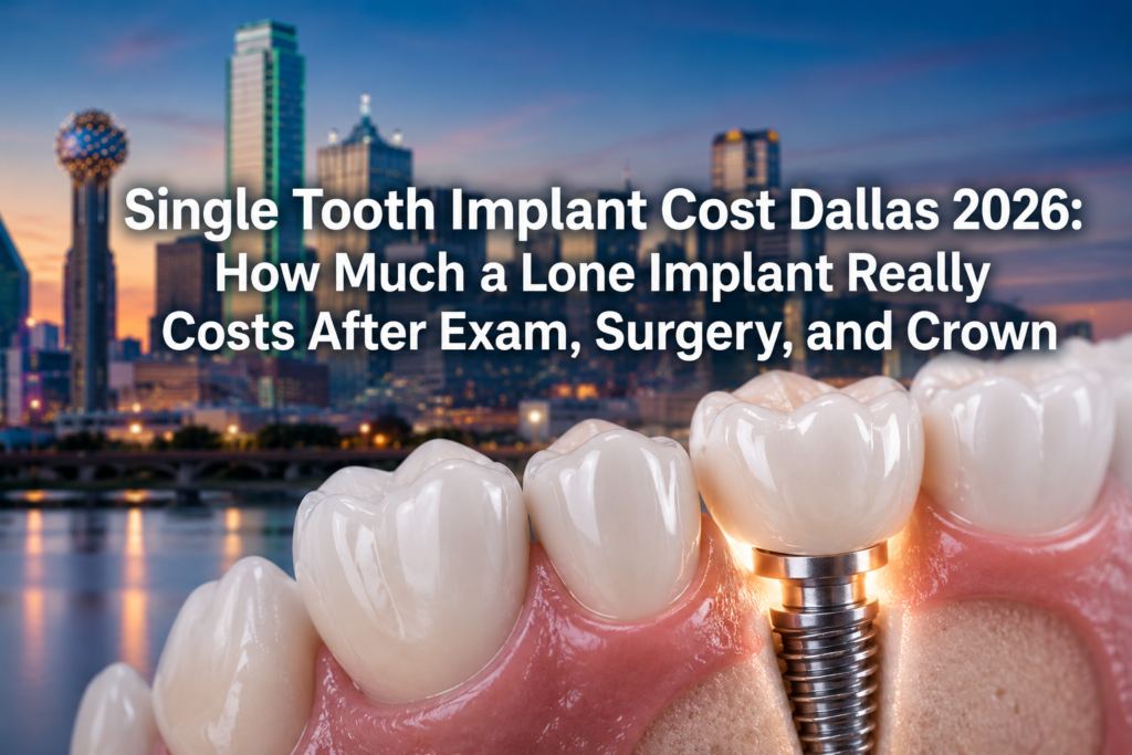 Single Tooth Implant Cost Dallas 2026: How Much a Lone Implant Really Costs After Exam, Surgery, and Crown