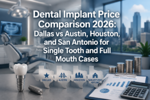 Dental Implant Price Comparison 2026: Dallas vs Austin, Houston, and San Antonio for Single Tooth and Full Mouth Cases
